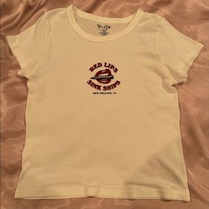 Brandy Melville Red Lips Sink Ships Hailie Top NWT